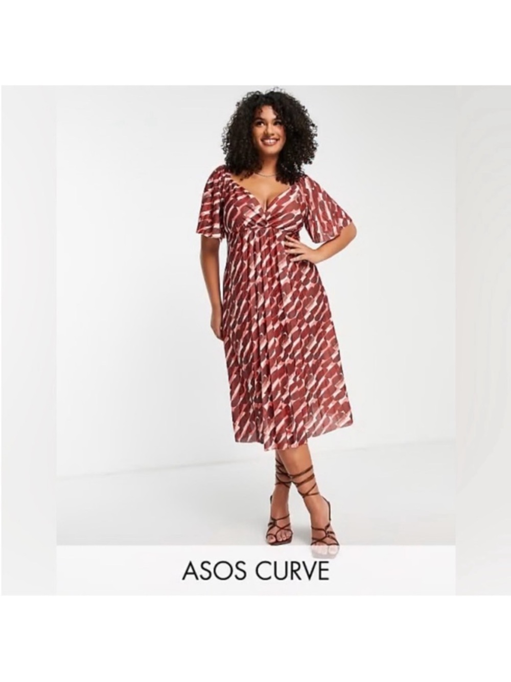 ASOS Curve Pleated Twist Back Cap Sleeve Midi Dress. 20. NWT.